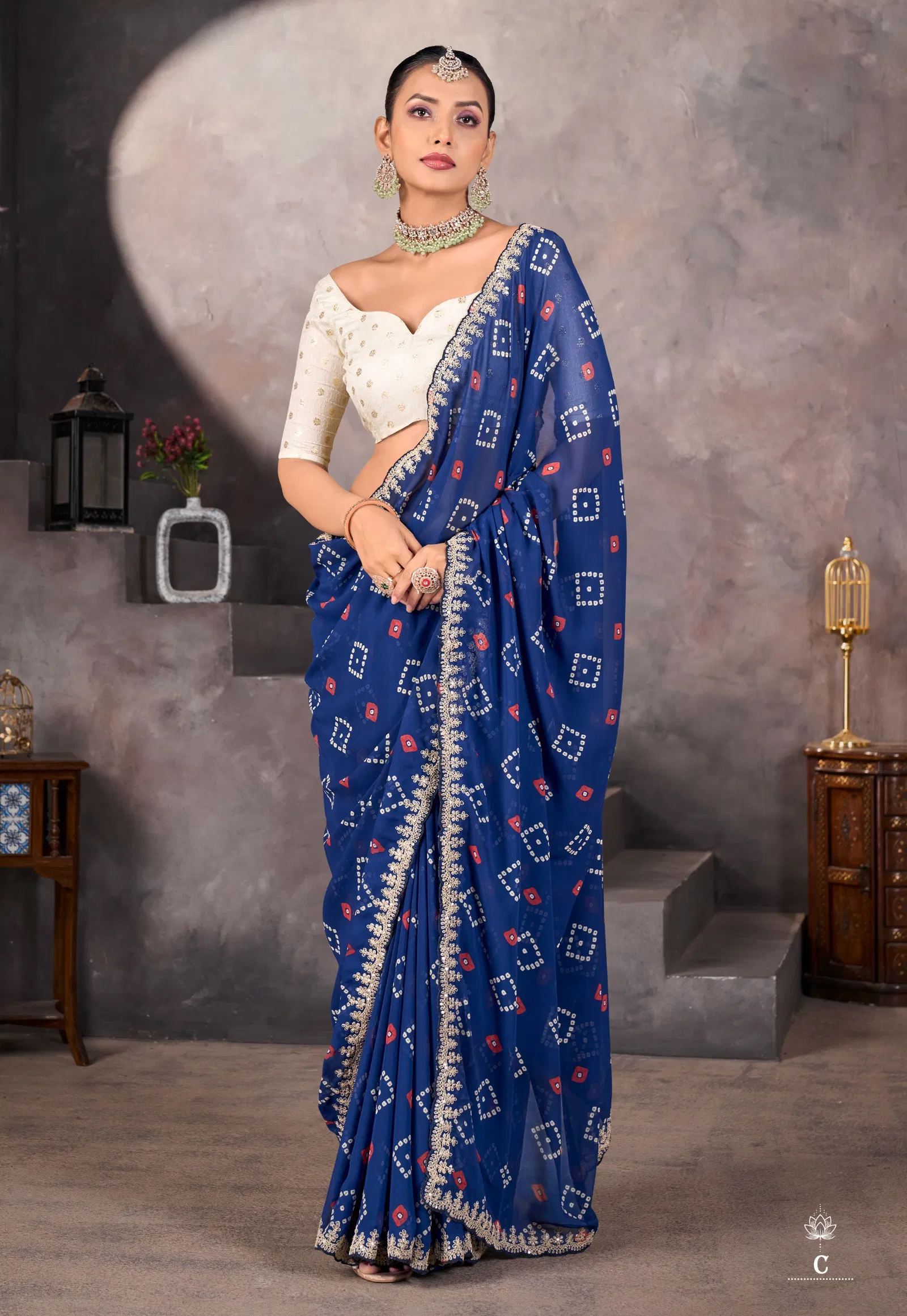 Sundri By Stavan Soft Georgette Embroidery Border Saree Online Wholesale